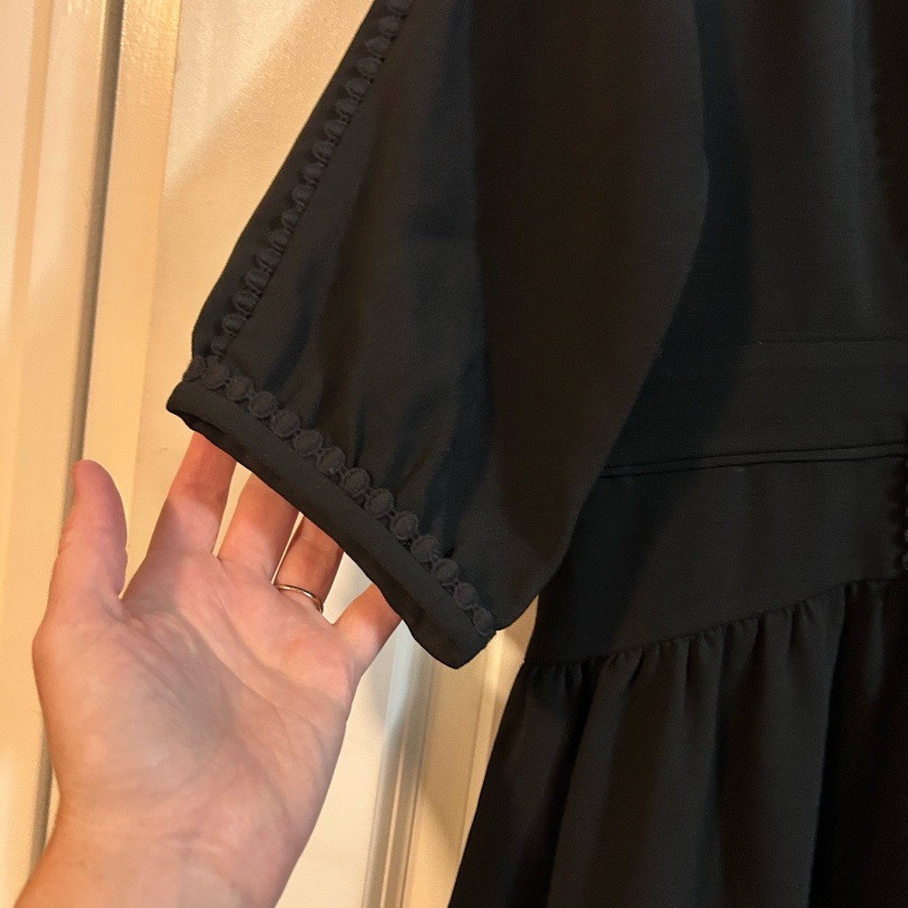 Whistles Eliza Pom-pom trim black dress‎ size 6 - Picture 7 of 9